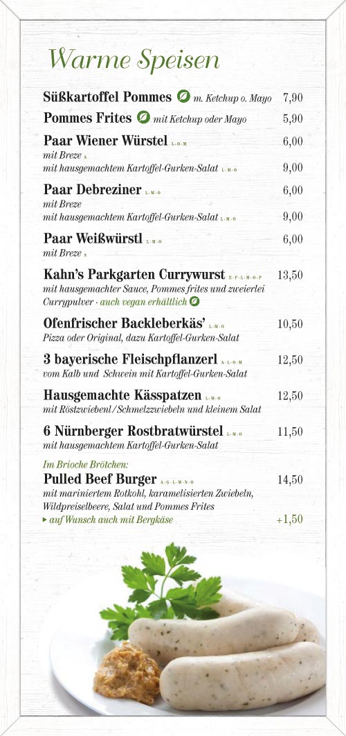 Parkgarten Augsburg Speisekarte