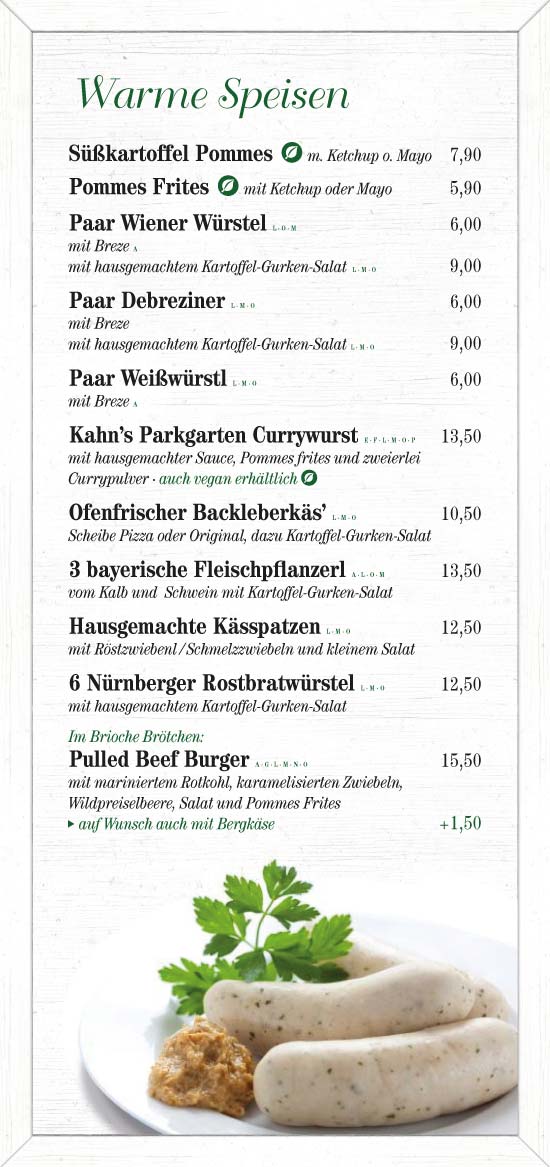 Parkgarten Augsburg Speisekarte